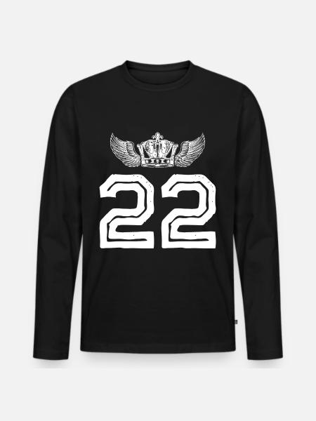22 Number crown - Men's Premium Organic Long Sleeve Shirt - black