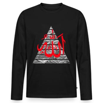 allah red - Men's Premium Organic Long Sleeve Shirt - black - Front - Nico (187cm)