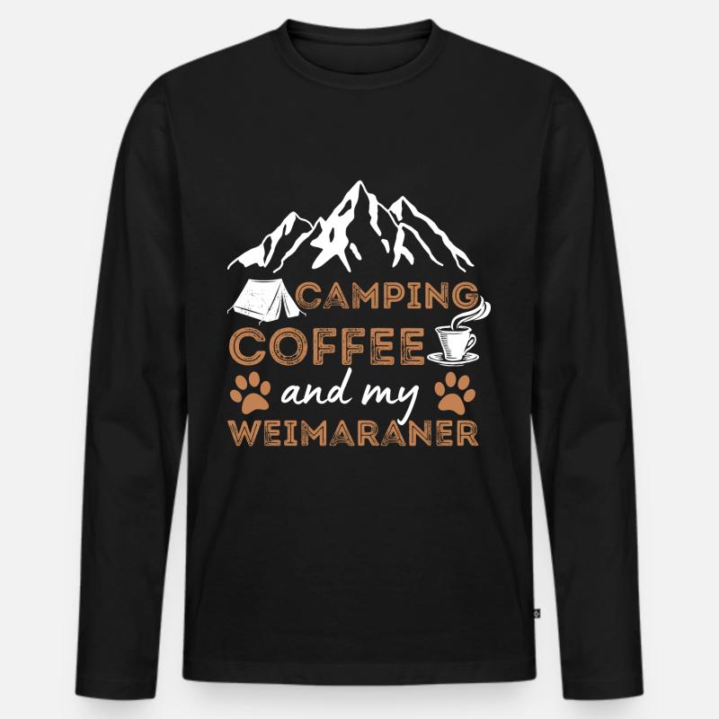 Weimaraner Kaffee Camping Hund Cafe - Männer Premium Bio Langarmshirt - Schwarz