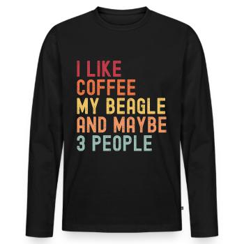 Beagle Coffee Dog Cafe Funny saying retro - Men's Premium Organic Long Sleeve Shirt - black - Front - Nico (187cm)