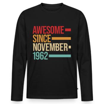 Geburstag Génial depuis novembre 1962 - T-shirt manches longues Premium bio Homme - noir - Devant - Nico (187cm)
