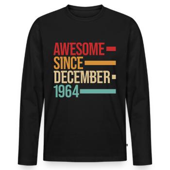 Geburstag Génial depuis décembre 1964 - T-shirt manches longues Premium bio Homme - noir - Devant - Nico (187cm)