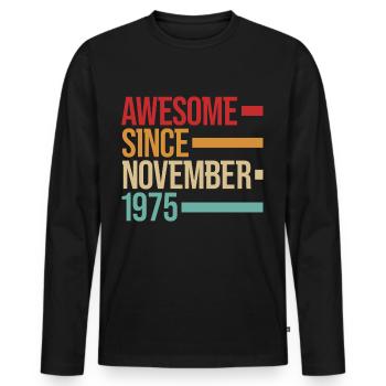 Geburstag Awesome Since November 1975 - Men's Premium Organic Long Sleeve Shirt - black - Front - Nico (187cm)