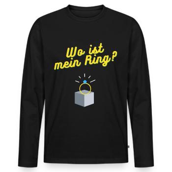 Wo ist mein Ring? - Männer Premium Bio Langarmshirt - Schwarz - Vorne - Nico (187cm)