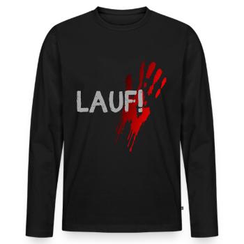 lauf renn blut halloween spruch geschenk idee - Männer Premium Bio Langarmshirt - Schwarz - Vorne - Nico (187cm)