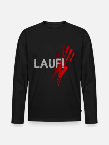 lauf renn blut halloween spruch geschenk idee - Männer Premium Bio Langarmshirt - Schwarz
