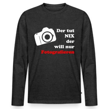 der tut nix - Männer Premium Bio Langarmshirt - Anthrazit meliert - Vorne - Nico (187cm)