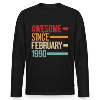 Geburstag génial depuis février 1990 - T-shirt manches longues Premium bio Homme - noir - Devant - Nico (187cm)
