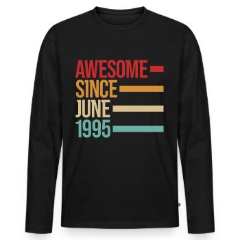 Né génial depuis juin 1995 - T-shirt manches longues Premium bio Homme - noir - Devant - Nico (187cm)