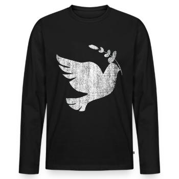 Friedenstaube Taube Frieden - Männer Premium Bio Langarmshirt - Schwarz - Vorne - Nico (187cm)