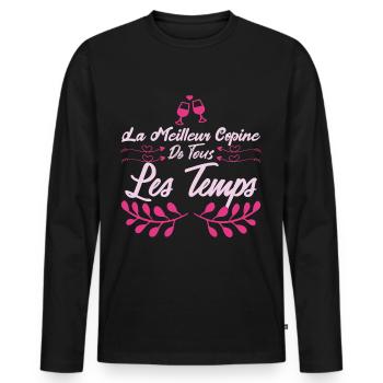 La Meilleure copine de tous les temps. Cadeau. - T-shirt manches longues Premium bio Homme - noir - Devant - Nico (187cm)