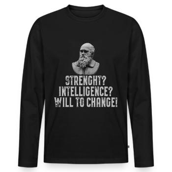 Charles Darwin Theorie Evolution Veränderung - Männer Premium Bio Langarmshirt - Schwarz - Vorne - Nico (187cm)