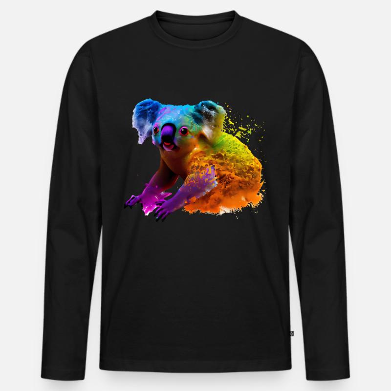 Koala in Farbexplosion - Männer Premium Bio Langarmshirt - Schwarz
