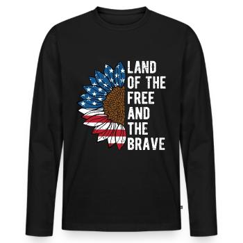 Land of the Free and the Brave Proud American - Men's Premium Organic Long Sleeve Shirt - black - Front - Nico (187cm)
