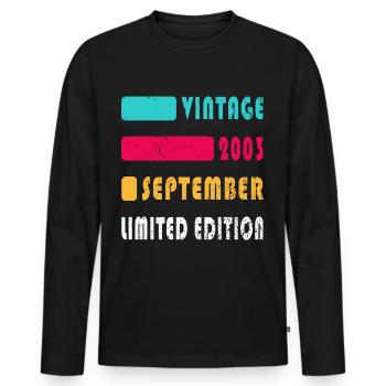 september 2003 Jahrestag september 2003 september - Männer Premium Bio Langarmshirt - Schwarz - Vorne - Nico (187cm)