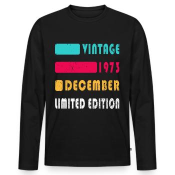 December 1973 Vintage Birthday Vintage Gift - Men's Premium Organic Long Sleeve Shirt - black - Front - Nico (187cm)