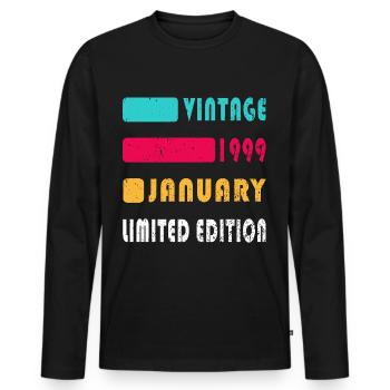 25e anniversaire 25 ans janvier 1999 - T-shirt manches longues Premium bio Homme - noir - Devant - Nico (187cm)