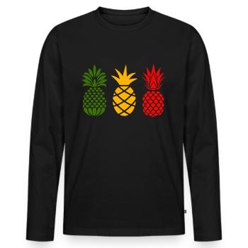 Ananas - T-shirt manches longues Premium bio Homme - noir - Devant - Nico (187cm)