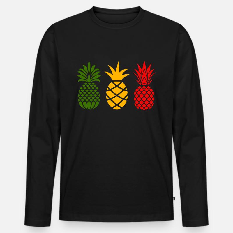 Ananas - Männer Premium Bio Langarmshirt - Schwarz