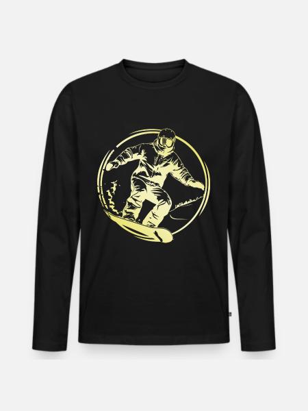 Snowboarding Man - Men's Premium Organic Long Sleeve Shirt - black