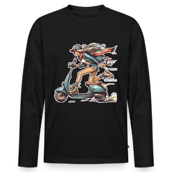 Scooter Cyclomoteur Scooter - T-shirt manches longues Premium bio Homme - noir - Devant - Nico (187cm)