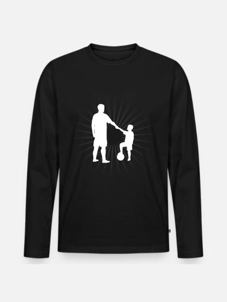 Far søn sammen fodbold barn gave - Premium økologisk langærmet T-shirt til mænd - sort