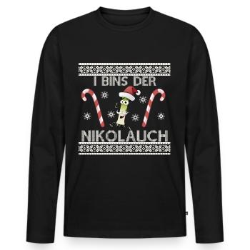 Lustiges Nikolauch-Motiv für Weihnachtsstimmung - Männer Premium Bio Langarmshirt - Schwarz - Vorne - Nico (187cm)