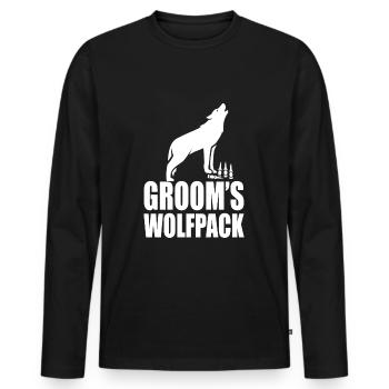 Groom's Wolfpack - Men's Premium Organic Long Sleeve Shirt - black - Front - Nico (187cm)