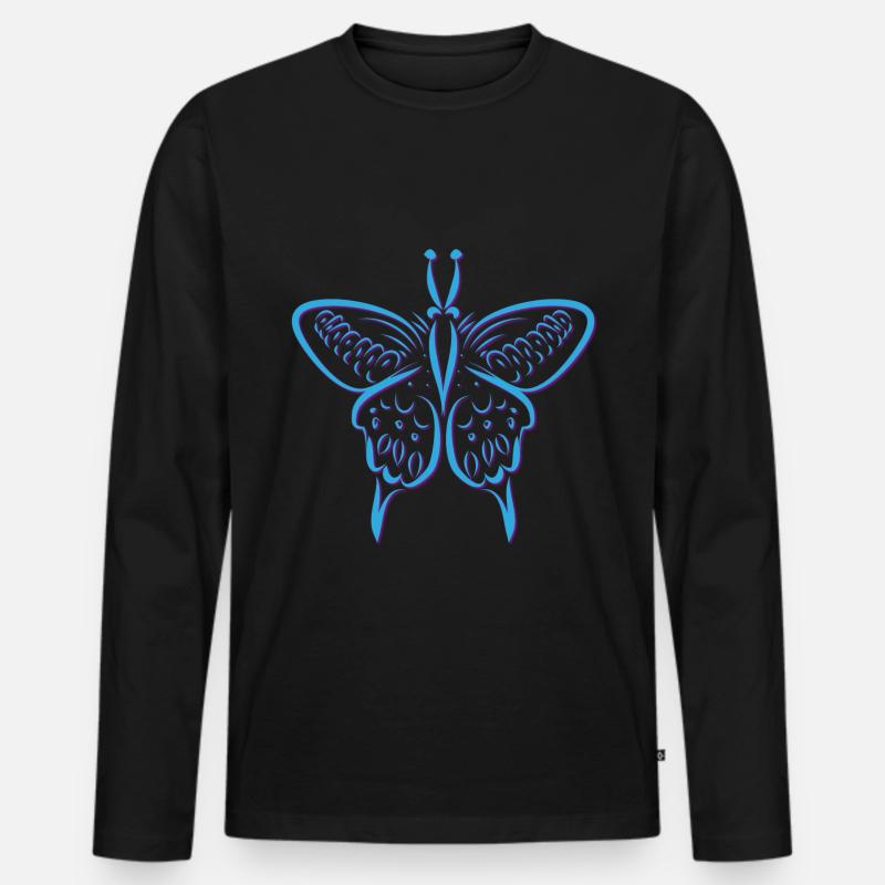 Schmetterling - Männer Premium Bio Langarmshirt - Schwarz