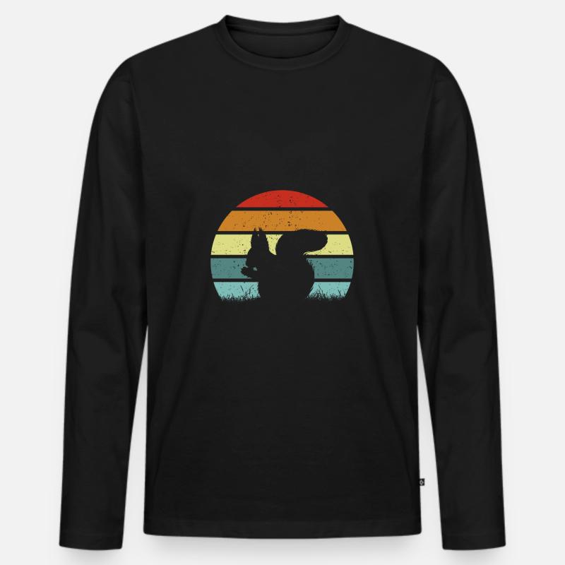 Eichhörnchen Retro - Männer Premium Bio Langarmshirt - Schwarz