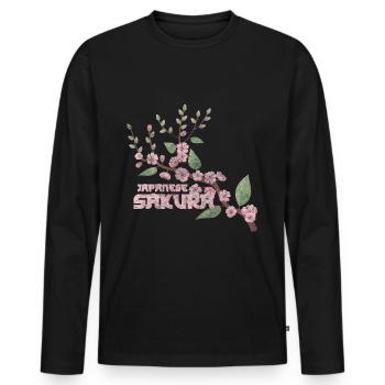 Cherry Blossom Blossom Colorful - Men's Premium Organic Long Sleeve Shirt - black - Front - Nico (187cm)