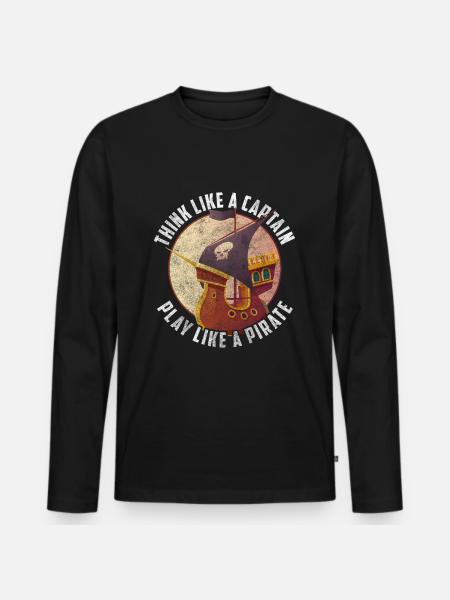 Piratenschiff Schatzsuche Augenklappe Schiff - Männer Premium Bio Langarmshirt - Schwarz