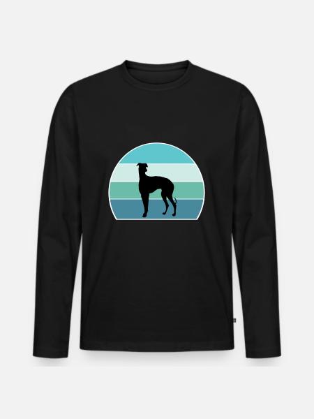 Galgo Espanol Dog Silhouette Vintage Sonnenuntergang für Do - Männer Premium Bio Langarmshirt - Schwarz