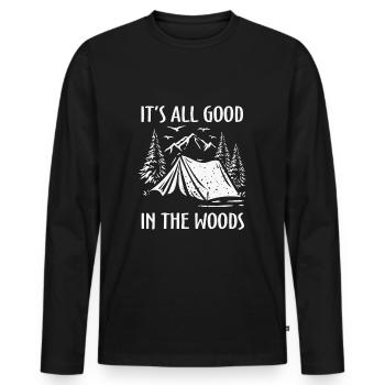 Citation de camping drôle Tout va bien dans les bois Cam - T-shirt manches longues Premium bio Homme - noir - Devant - Nico (187cm)