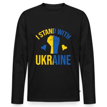 I Stand With Ukraine - Men's Premium Organic Long Sleeve Shirt - black - Front - Nico (187cm)