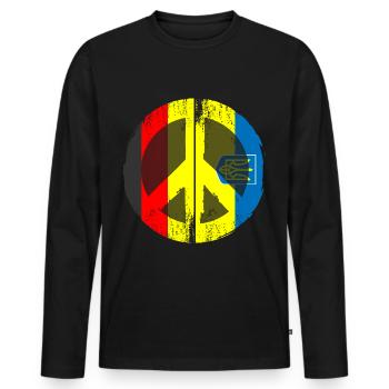 Germany Ukraine Flag Peace Sign - Männer Premium Bio Langarmshirt - Schwarz - Vorne - Nico (187cm)