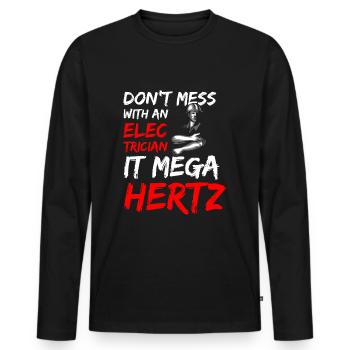 Strom Elektroniker - Männer Premium Bio Langarmshirt - Schwarz - Vorne - Nico (187cm)