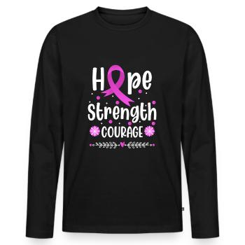 Hope Fuck Combattant du cancer - T-shirt manches longues Premium bio Homme - noir - Devant - Nico (187cm)