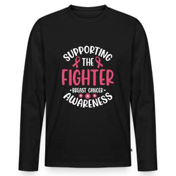 Cancer Fight Fighter Disease - Men's Premium Organic Long Sleeve Shirt - black - Front - Nico (187cm)