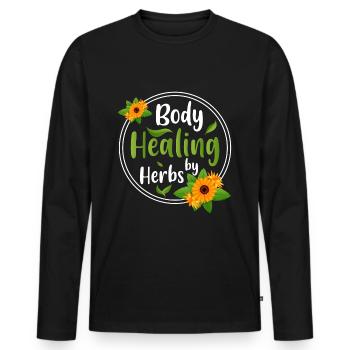Naturopath Doctor Herbal Science - Men's Premium Organic Long Sleeve Shirt - black - Front - Nico (187cm)