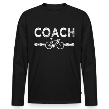 Velo coach vélo vélos velos - T-shirt manches longues Premium bio Homme - noir - Devant - Nico (187cm)