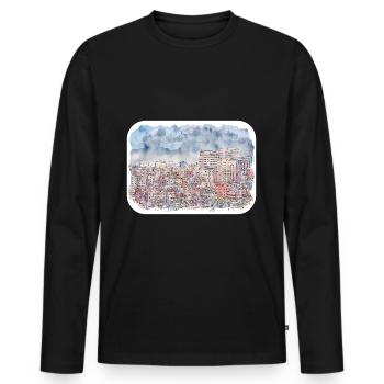 Dhaka Bangladesch Aquarell Skizze gezeichnet illustrat - Männer Premium Bio Langarmshirt - Schwarz - Vorne - Nico (187cm)