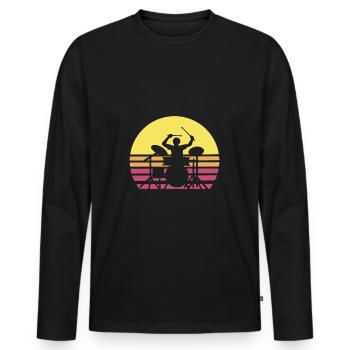 Drummer Drums Drumming - Men's Premium Organic Long Sleeve Shirt - black - Front - Nico (187cm)