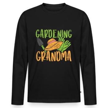 Gardening Grandma - Men's Premium Organic Long Sleeve Shirt - black - Front - Nico (187cm)