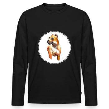 Alano Espanol Dog Watercolor Sketch Illustration - Men's Premium Organic Long Sleeve Shirt - black - Front - Nico (187cm)