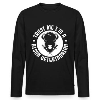 American Bison Buffalo - Men's Premium Organic Long Sleeve Shirt - black - Front - Nico (187cm)