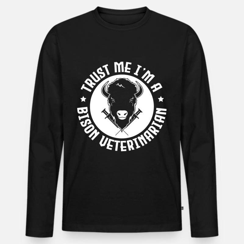 Amerikanischer Bison Büffel - Männer Premium Bio Langarmshirt - Schwarz