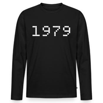 1979 Year of birth - Men's Premium Organic Long Sleeve Shirt - black - Front - Nico (187cm)