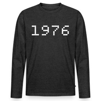 1976 Année de naissance - T-shirt manches longues Premium bio Homme - anthracite chiné - Devant - Nico (187cm)