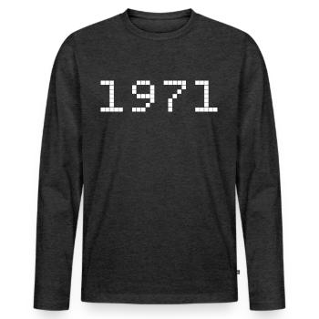 1971 Année de naissance - T-shirt manches longues Premium bio Homme - anthracite chiné - Devant - Nico (187cm)